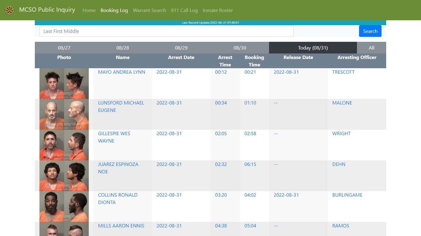 MCSO Public Inquiry: Booking Log - api.mcgtn.org